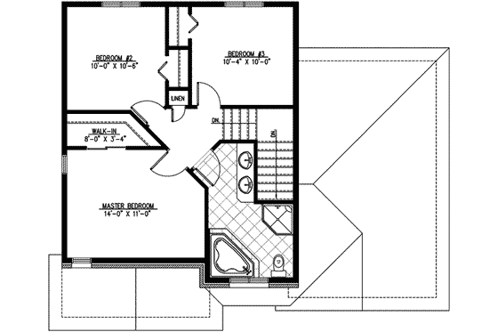 Floor Plan - Upper Floor for European House Plan #138-133 - 3 bed, 1.5 bath