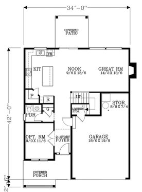 Floor Plan - Main Floor for Craftsman House Plan #53-663 - 4 bed, 2.5 bath