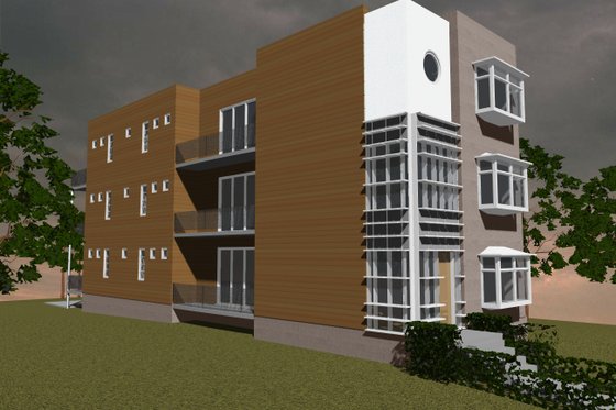 Exterior - Front Elevation 4 for Contemporary House Plan #535-19 - 9 bed, 6 bath