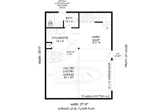 Floor Plan - Main Floor for Colonial House Plan #932-968, 1 bath