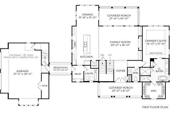 Floor Plan - Main Floor for Farmhouse House Plan #927-1040 - 3 bed, 2.5 bath