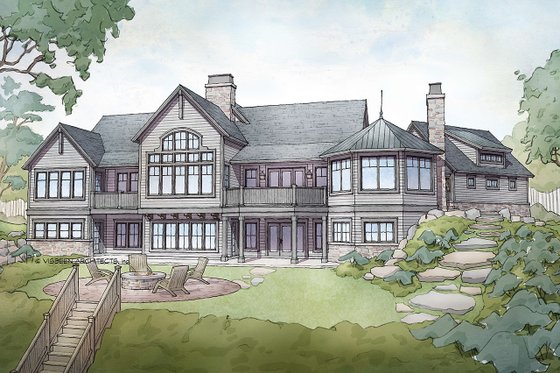 Exterior - Rear Elevation for Traditional House Plan #928-332 - 4 bed, 3.5 bath