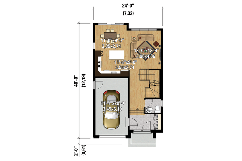 Architectural House Design - Floor Plan - Main Floor 1 for Contemporary House Plan #25-4424 - 3 bed, 1 bath