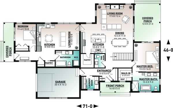 House Blueprint - Farmhouse Floor Plan - Main Floor Plan #23-2738