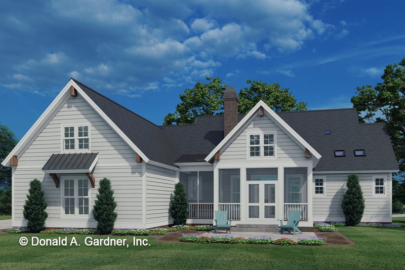 Architectural House Design - Exterior - Rear Elevation for Cottage House Plan #929-1102 - 3 bed, 2.5 bath