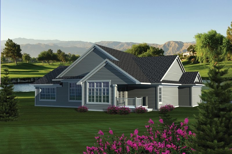 Architectural House Design - Exterior - Rear Elevation for Ranch House Plan #70-1085 - 2 bed, 2.5 bath