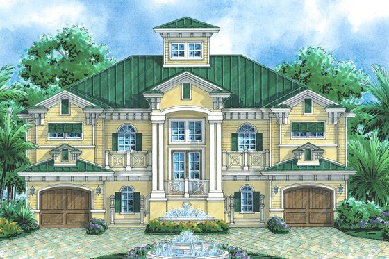 Exterior - Front Elevation for Mediterranean House Plan #548-8 - 4 bed, 0 bath