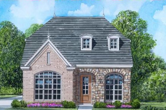 Exterior - Front Elevation for European House Plan #424-70 - 3 bed, 2.5 bath