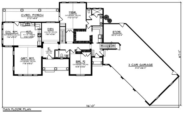 Architectural House Design - Ranch Floor Plan - Main Floor Plan #70-1216