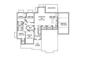 Floor Plan - Lower Floor for Craftsman House Plan #920-33 - 4 bed, 4 bath