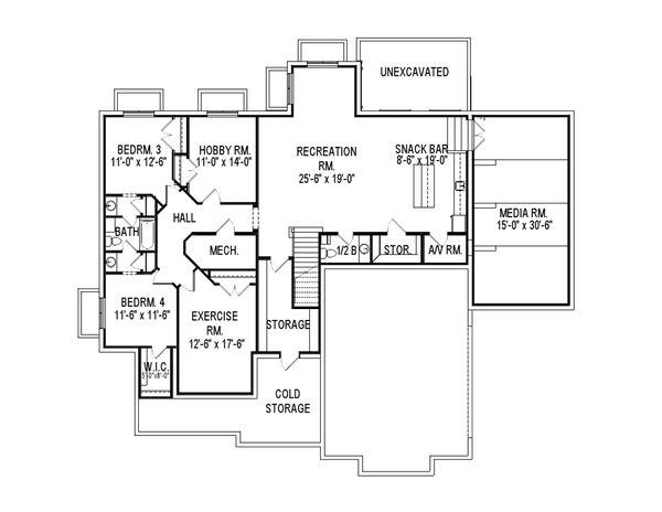 Craftsman Floor Plan - Lower Floor Plan #920-33