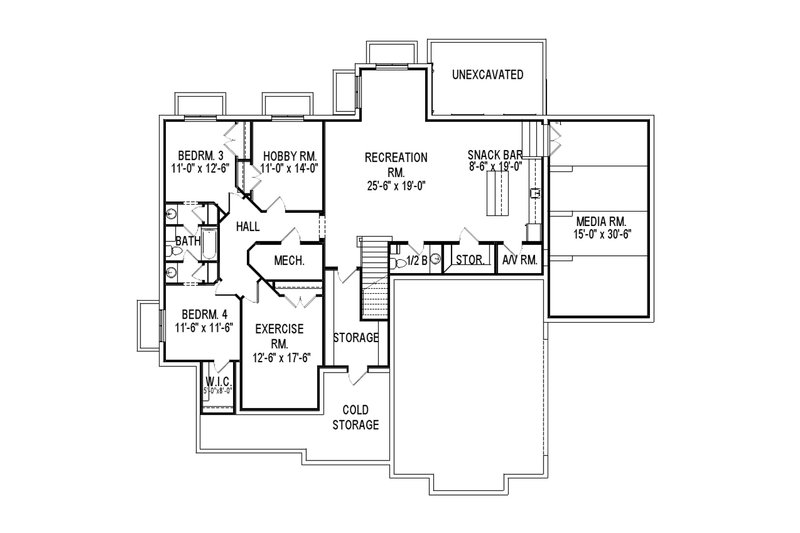Dream House Plan - Floor Plan - Lower Floor for Craftsman House Plan #920-33 - 4 bed, 4 bath