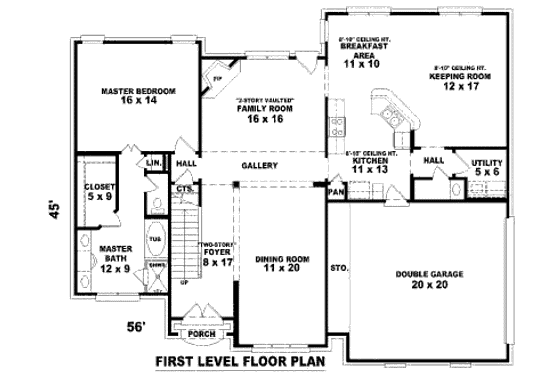 Floor Plan - Main Floor for Traditional House Plan #81-13726 - 4 bed, 2.5 bath