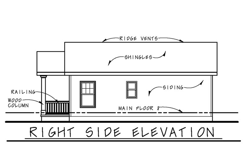 House Blueprint - Exterior - Other Elevation 1 for Cottage House Plan #20-2364 - 2 bed, 1 bath