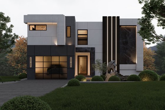 Exterior - Front Elevation for Modern House Plan #1066-319 - 5 bed, 4.5 bath