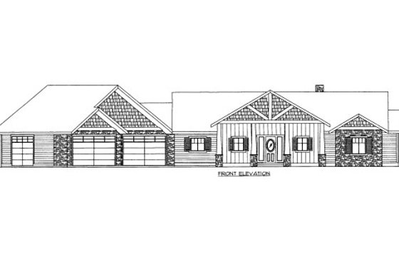 Exterior - Front Elevation 3 for Craftsman House Plan #117-709 - 7 bed, 4.5 bath