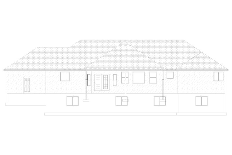 House Blueprint - Exterior - Rear Elevation 2 for Ranch House Plan #1060-170 - 3 bed, 2 bath