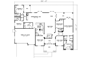 Floor Plan - Main Floor for Adobe / Southwestern House Plan #1-873 - 4 bed, 3.5 bath