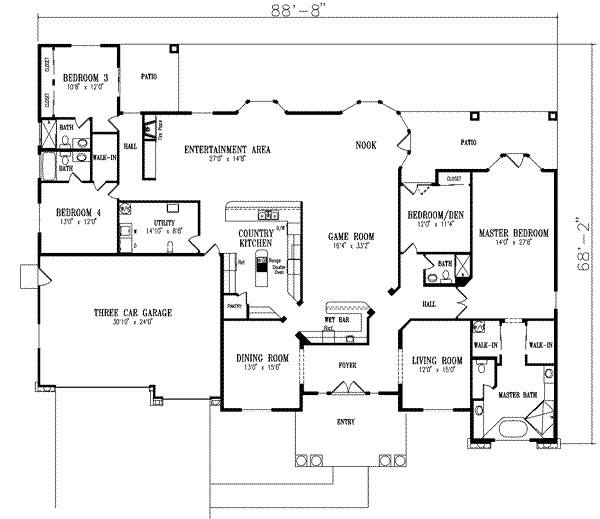 Adobe / Southwestern Style House Plan - 4 Beds 3.5 Baths 3683 Sq/Ft ...