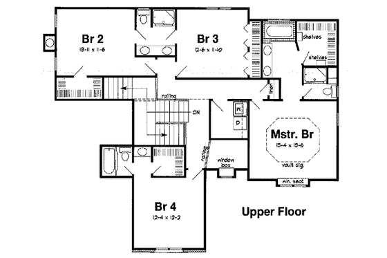 Floor Plan - Upper Floor for Traditional House Plan #312-591 - 4 bed, 3.5 bath