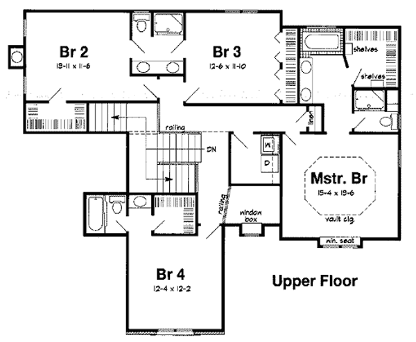 Floor Plan - Upper Floor for Traditional House Plan #312-591 - 4 bed, 3.5 bath