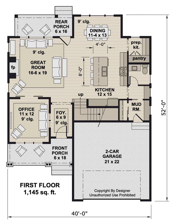 Bungalow Floor Plan - Main Floor Plan #51-1370