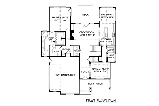 Floor Plan - Main Floor for Craftsman House Plan #413-849 - 4 bed, 3.5 bath