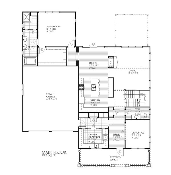 Farmhouse Floor Plan - Main Floor Plan #901-60