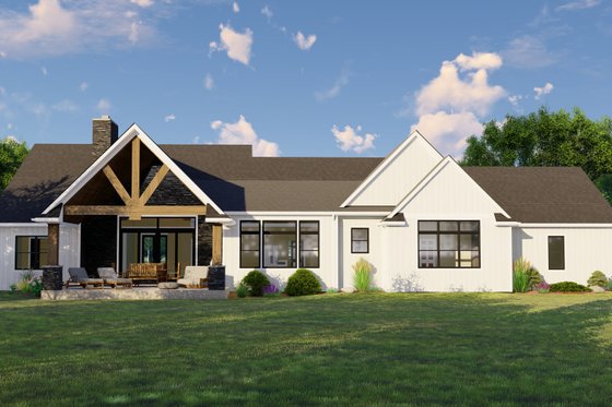 Exterior - Rear Elevation for Farmhouse House Plan #1064-116 - 3 bed, 3.5 bath