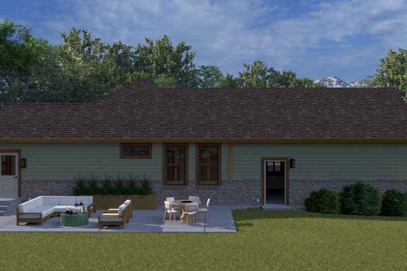 Architectural House Design - Exterior - Rear Elevation 1 for Ranch House Plan #1060-386 - 2 bed, 2 bath