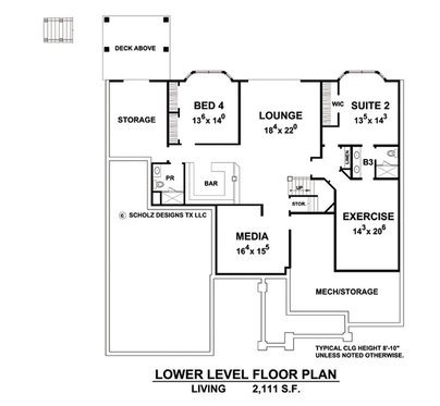 Floor Plan - Lower Floor for Craftsman House Plan #20-2471 - 5 bed, 4.5 bath