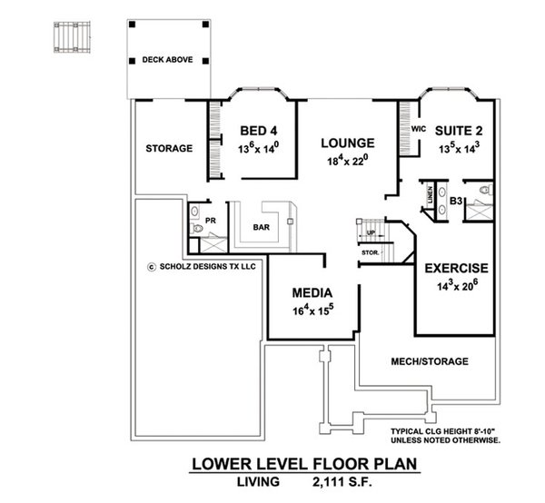 Craftsman Floor Plan - Lower Floor Plan #20-2471