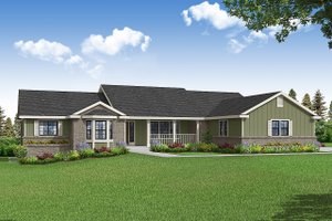 Ranch Exterior - Front Elevation Plan #124-1232