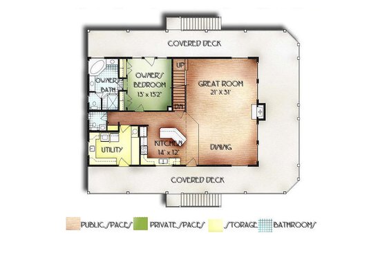 Floor Plan - Main Floor for Traditional House Plan #24-272 - 4 bed, 2 bath