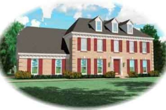 Exterior - Front Elevation for Colonial House Plan #81-485 - 4 bed, 3.5 bath