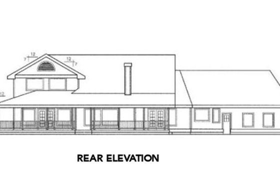Exterior - Rear Elevation for Country House Plan #60-401 - 3 bed, 3 bath