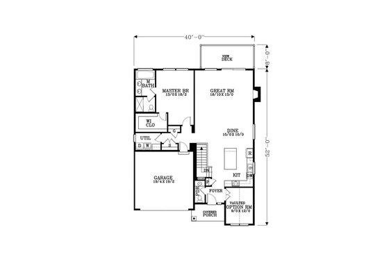 Floor Plan - Main Floor for Craftsman House Plan #53-476 - 3 bed, 2.5 bath