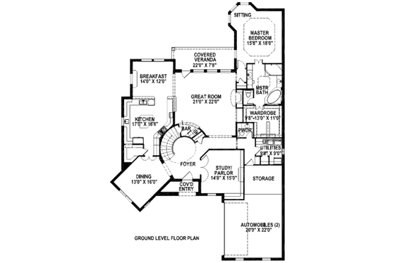 Floor Plan - Main Floor House Plan #141-286 - 4 bed, 3.5 bath