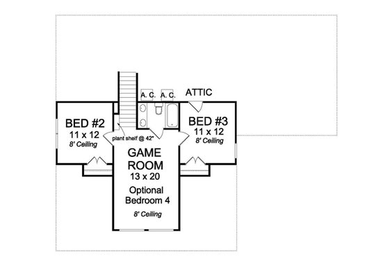 Floor Plan - Upper Floor for Craftsman House Plan #513-2065 - 3 bed, 2.5 bath