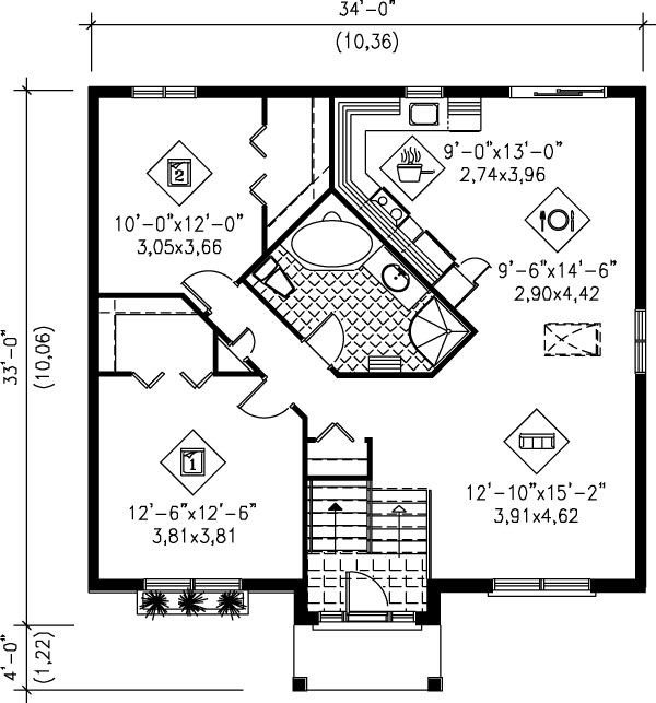 Dream House Plan - Traditional Floor Plan - Main Floor Plan #25-102