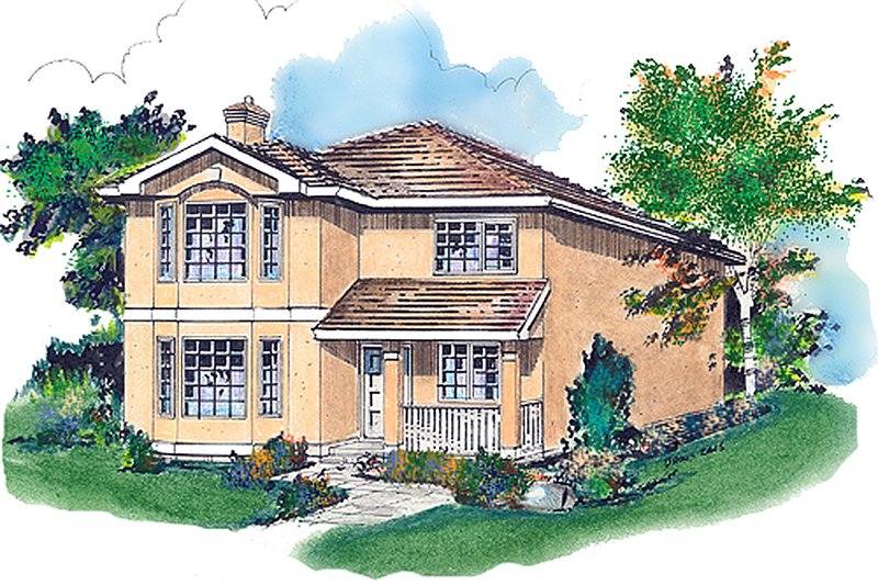 House Design - Exterior - Front Elevation 3 for European House Plan #18-224 - 4 bed, 2.5 bath