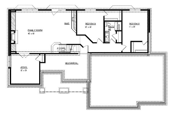 Floor Plan - Lower Floor for Craftsman House Plan #320-497 - 3 bed, 2.5 bath