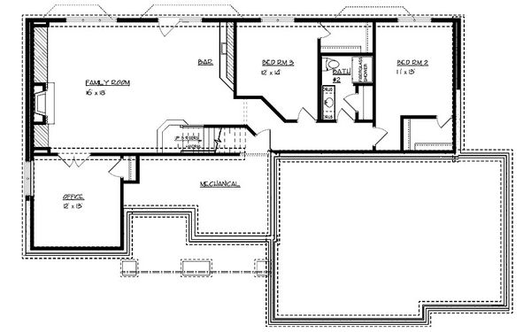 Architectural House Design - Craftsman Floor Plan - Lower Floor Plan #320-497