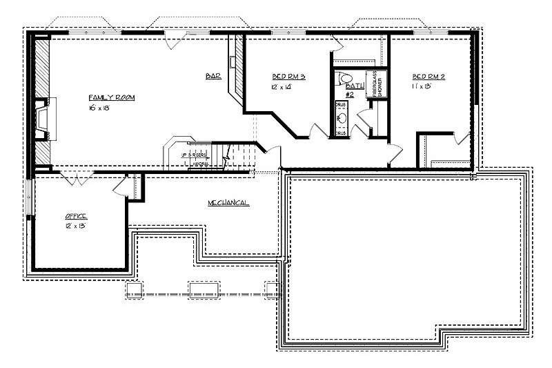 Dream House Plan - Floor Plan - Lower Floor for Craftsman House Plan #320-497 - 3 bed, 2.5 bath