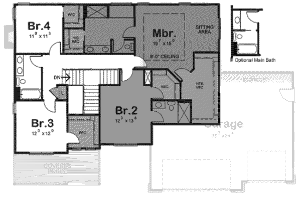 Architectural House Design - Traditional Floor Plan - Upper Floor Plan #20-1795