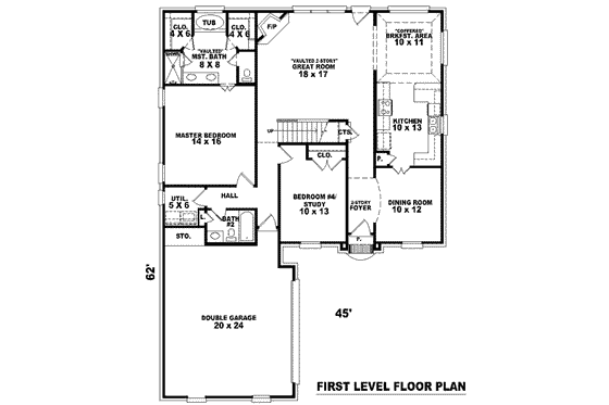 Floor Plan - Main Floor for European House Plan #81-834 - 4 bed, 3 bath