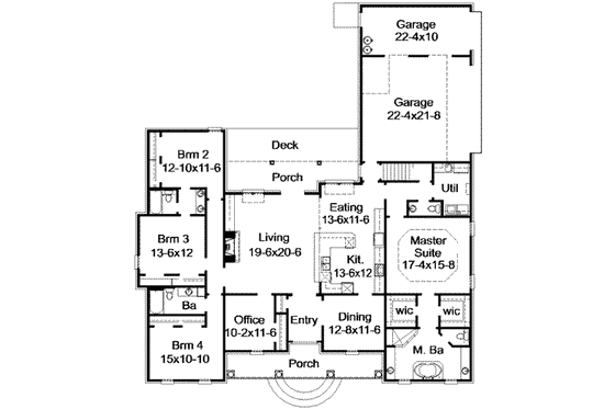 Floor Plan - Main Floor for European House Plan #15-293 - 4 bed, 3.5 bath