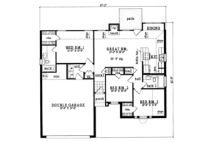 Floor Plan - Main Floor for Traditional House Plan #42-183 - 3 bed, 2 bath