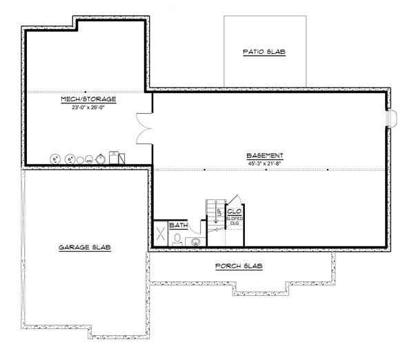 Home Plan - Floor Plan - Lower Floor for Farmhouse House Plan #1064-470 - 3 bed, 2.5 bath