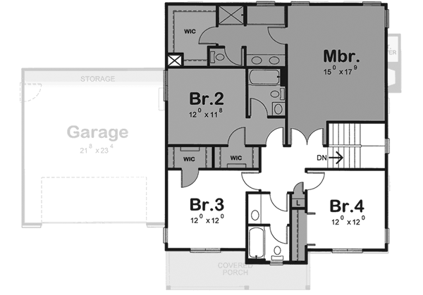 Home Plan - Traditional Floor Plan - Upper Floor Plan #20-1777